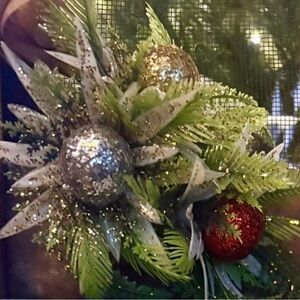 Festive Glitter Holiday Ornament Corsage